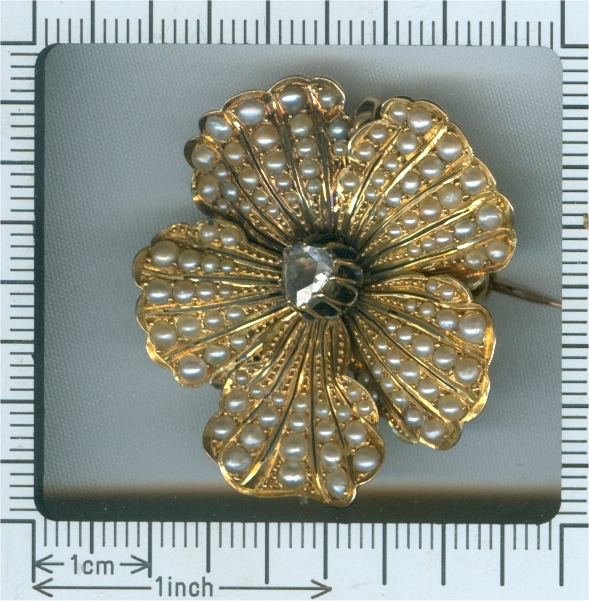 Antique gold pansy pendant and brooch symbol of love and remembrance. (image 7 of 7)